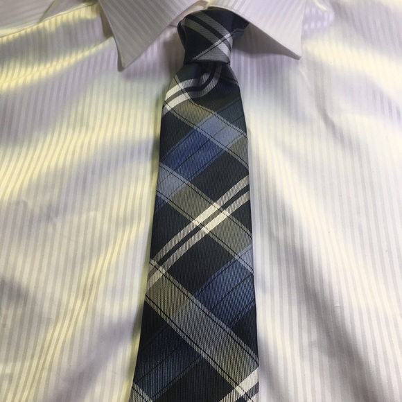 Le 31 exclusive Simons- blue, black, white plaid tie. 100% silk NWT - Picture 8 of 10